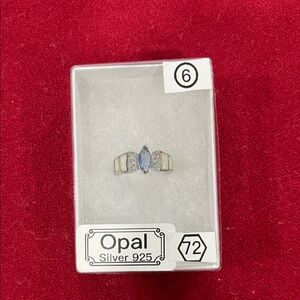 Silver 925 Women's Ring - Opal Gemstone Blue and Silver